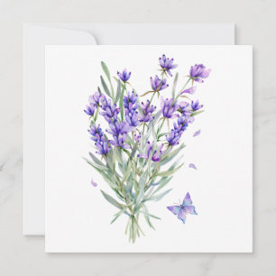 Watercolor Lavender Flowers  Card