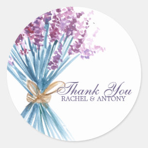 Watercolor Lavender Flowers Classic Round Sticker