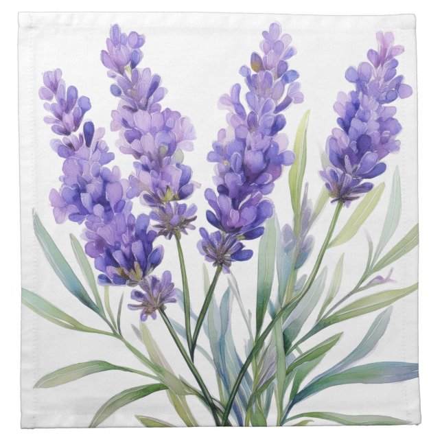 Watercolor Lavender Flowers Cloth Napkin (Front)