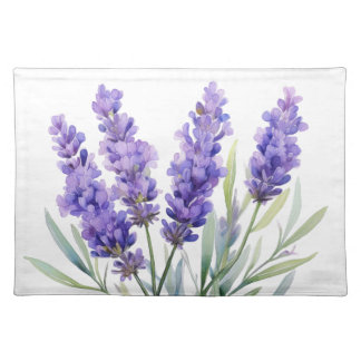 Watercolor Lavender Flowers Cloth Placemat