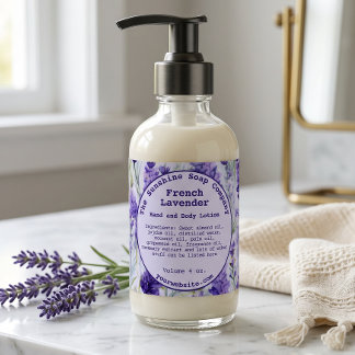 Watercolor Lavender Flowers Cosmetics Bottle Label