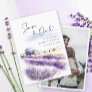 Watercolor Lavender Flowers Field Wedding Photo Save The Date