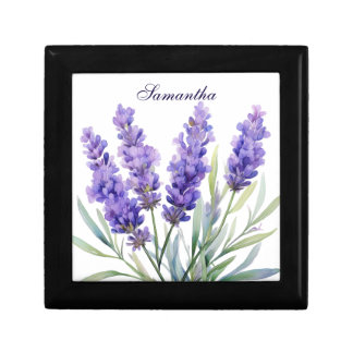 Watercolor Lavender Flowers Gift Box
