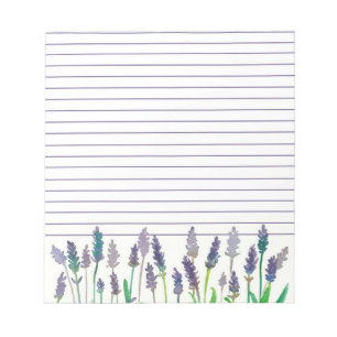 Watercolor Lavender Flowers Lined Notepad