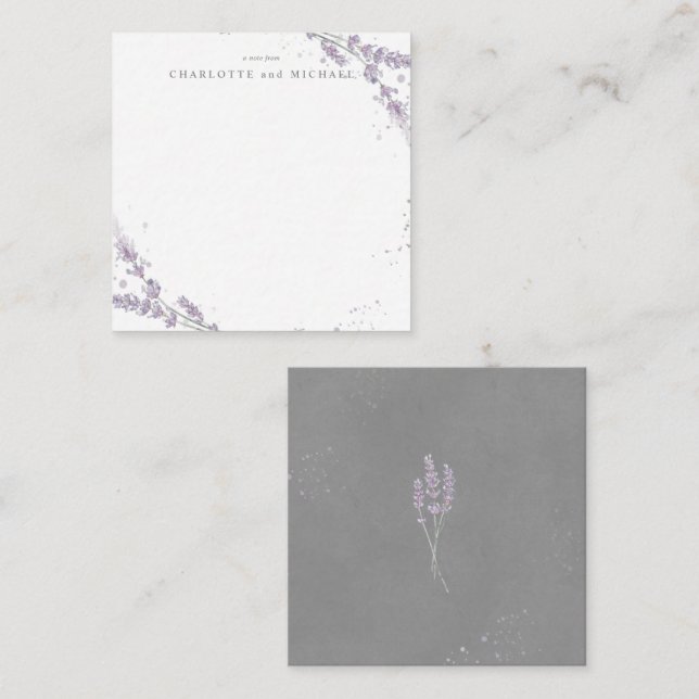 Watercolor lavender flowers note card (Front/Back)