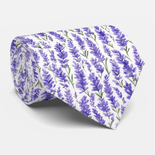 Watercolor Lavender Flowers Pattern Neck Tie