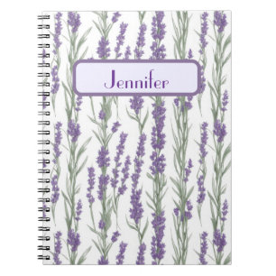 Watercolor Lavender Flowers Personalized Notebook