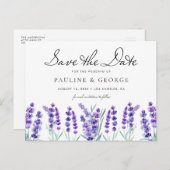 Watercolor Lavender Flowers Save the Date Postcard (Front/Back)