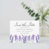 Watercolor Lavender Flowers Save the Date Postcard (Standing Front)