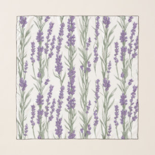 Watercolor Lavender Flowers Scarf