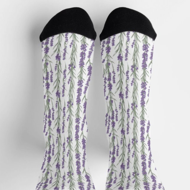 Watercolor Lavender Flowers Socks (Top)
