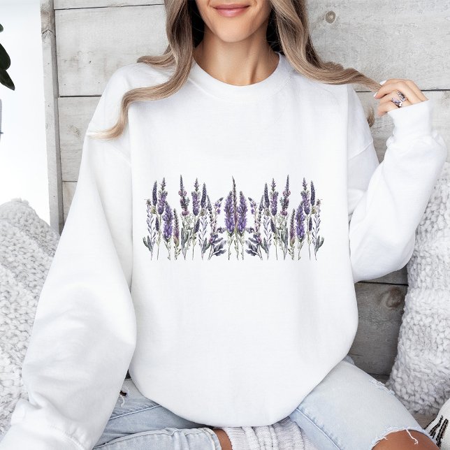 Watercolor Lavender Flowers Sweatshirt (Creator Uploaded)