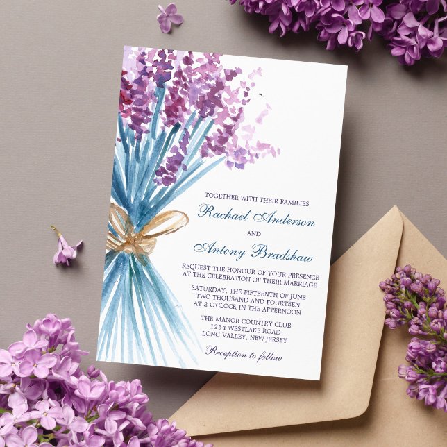Watercolor Lavender Flowers Wedding Invitation (Creator Uploaded)