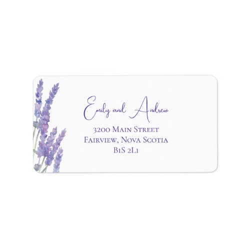 Watercolor Lavender Flowers Wedding Return Address Label