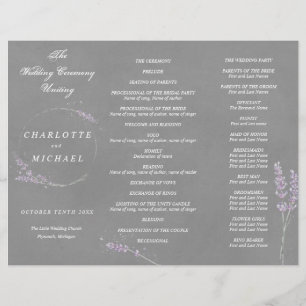 Watercolor lavender gray wedding program