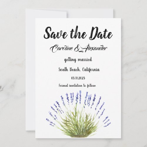 Watercolor Lavender Herbs Floral Wedding Save The Date