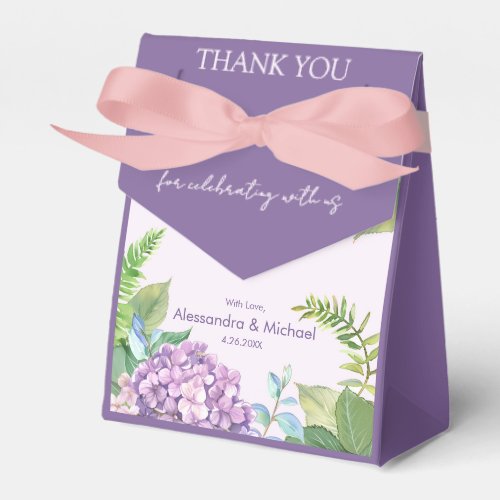 Watercolor Lavender Hydrangea Flowers Wedding Favor Boxes