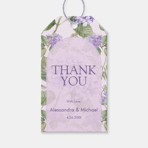 Watercolor Lavender Hydrangea Wedding Thank You Gift Tags
