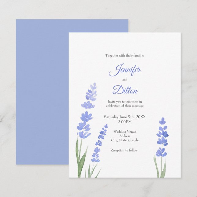 Watercolor Lavender Invitation (Front/Back)