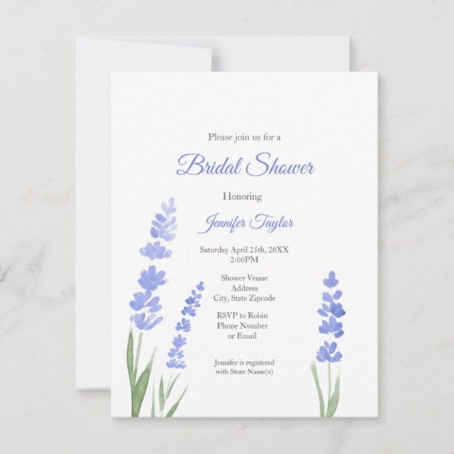 Watercolor Lavender Invitation (Front)