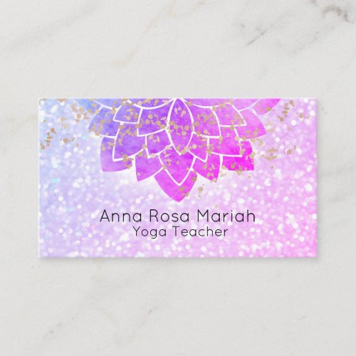  Watercolor Lavender Mandala Glitter Spiritual Business Card