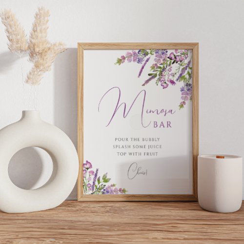 Watercolor Lavender Mimosa Bar Poster