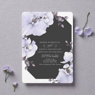 Watercolor Lavender Orchids Wedding Invitation