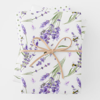 Watercolor Lavender Pattern Wrapping Paper Sheets
