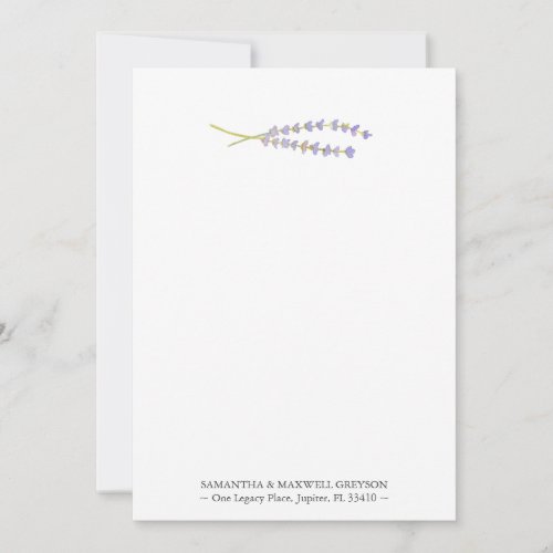 Watercolor Lavender Personalized Notecards