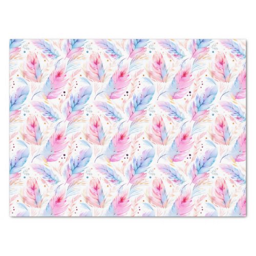 Watercolor Lavender Pink Bright Feathers Spring Tissue Paper