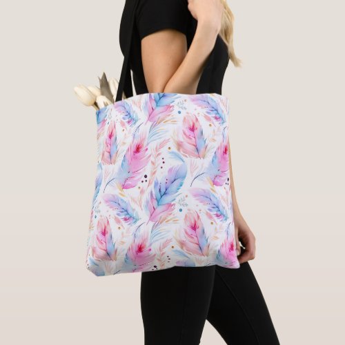 Watercolor Lavender Pink Bright Feathers Spring Tote Bag