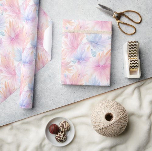 Watercolor Lavender Pink Flowers Pastel Spring Wrapping Paper