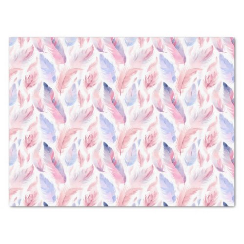 Watercolor Lavender Pink Pastel Feathers Spring Tissue Paper