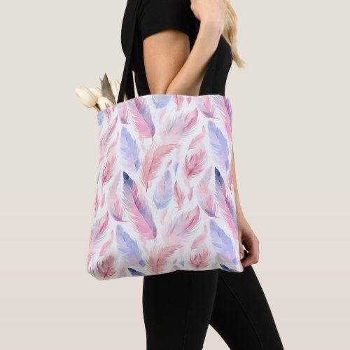 Watercolor Lavender Pink Pastel Feathers Spring Tote Bag
