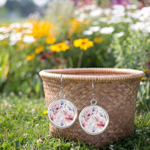 Watercolor Lavender Pink Pastel Flowers Spring Earrings