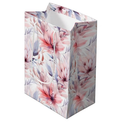 Watercolor Lavender Pink Pastel Flowers Spring Medium Gift Bag