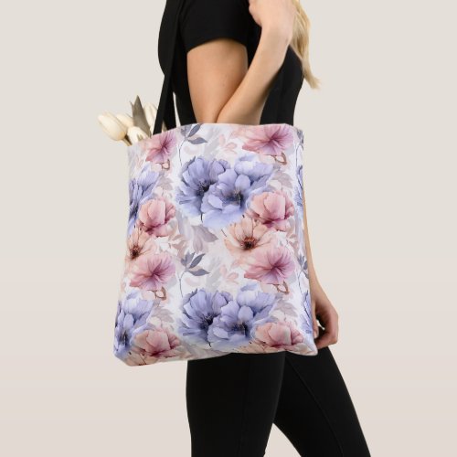 Watercolor Lavender Pink Pastel Flowers Spring Tote Bag