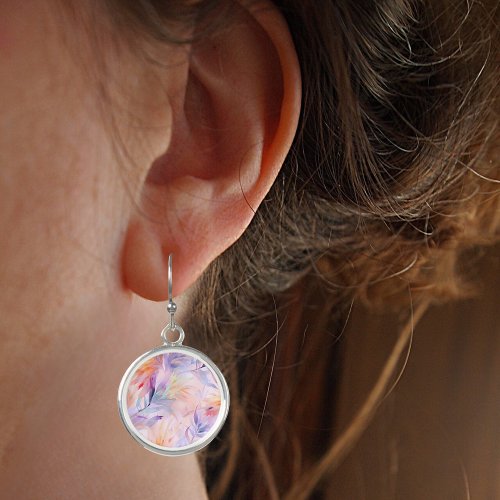 Watercolor Lavender Pink Pastel Swirly Spring Earrings