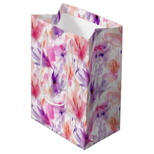 Watercolor Lavender Pink Red Pastel Floral Spring Medium Gift Bag