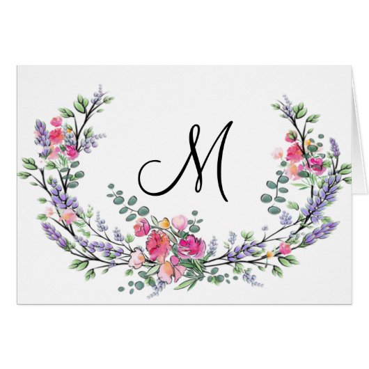 Watercolor Lavender Pink Wild Rose and Eucalyptus (Front Horizontal)