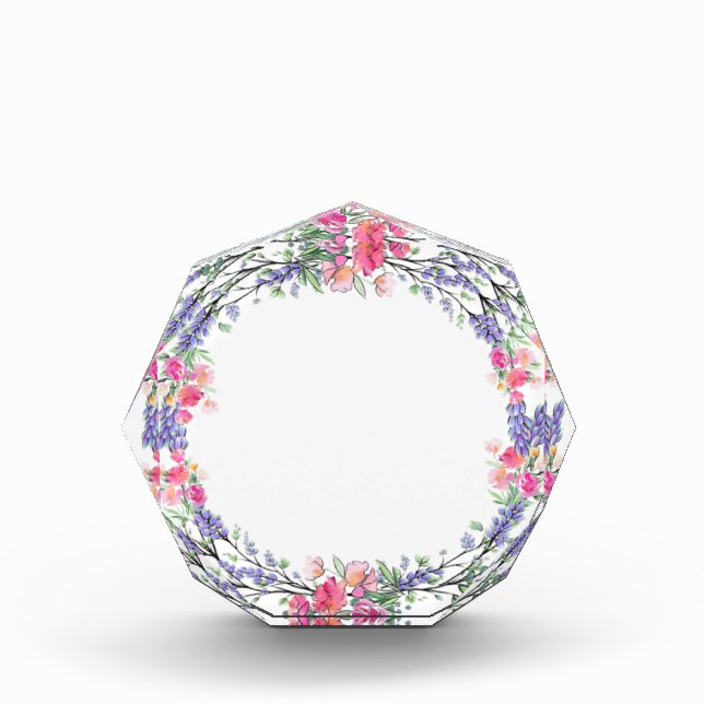 Watercolor Lavender Pink Wild Rose and Eucalyptus Acrylic Award (Front)