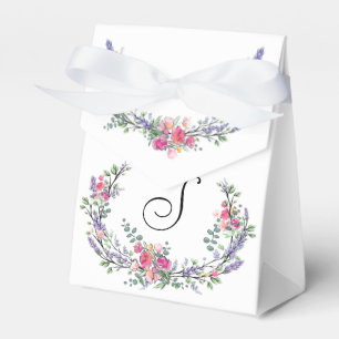 Watercolor Lavender Pink Wild Rose and Eucalyptus Favor Boxes