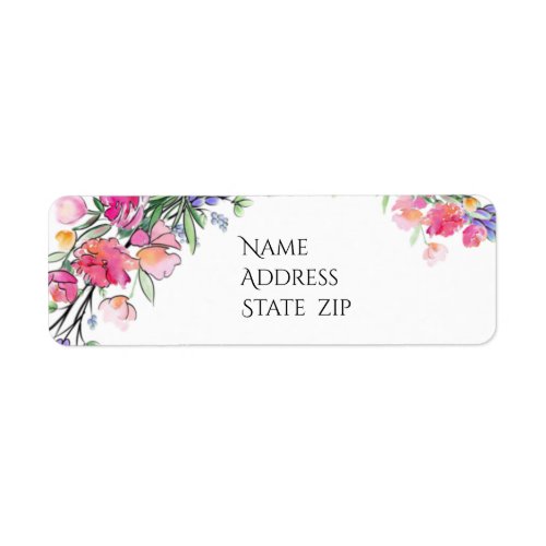 Watercolor Lavender Pink Wild Rose and Eucalyptus Label