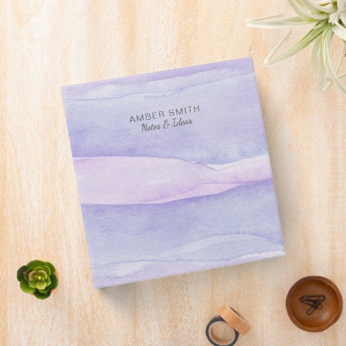 Watercolor Lavender Purple Abstract Ocean Layers 3 Ring Binder