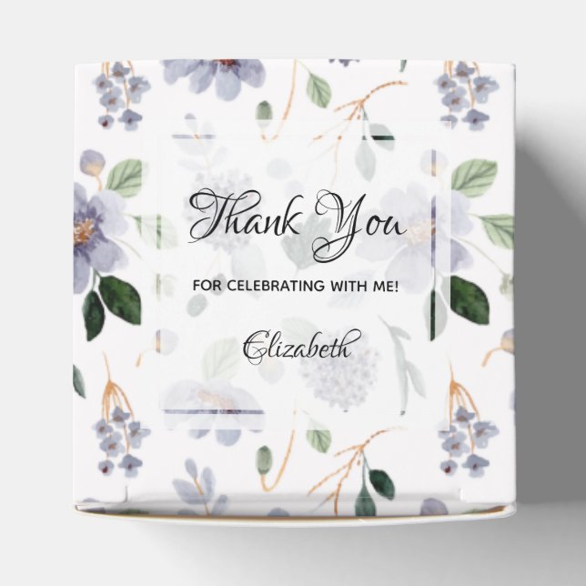 Watercolor Lavender Purple Flowers Favor Boxes (Top)