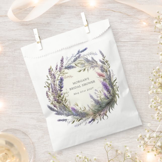 Watercolor Lavender Regal Bridal Shower Favor Bag (Clipped)
