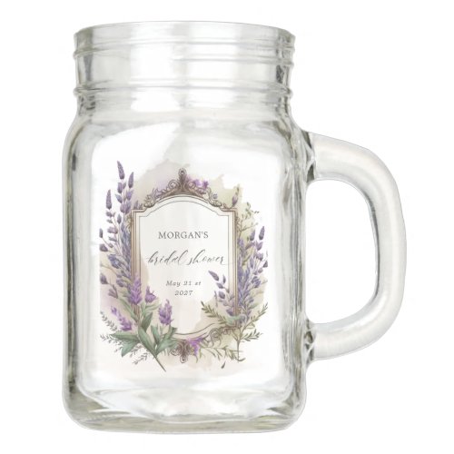 Watercolor Lavender Regal Bridal Shower Mason Jar
