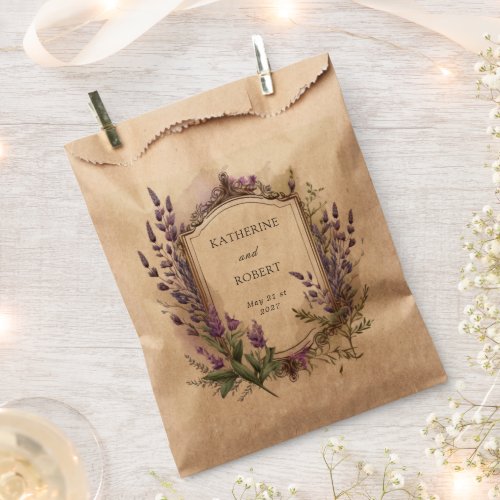 Watercolor Lavender Regal Monogram Wedding Favor Bag