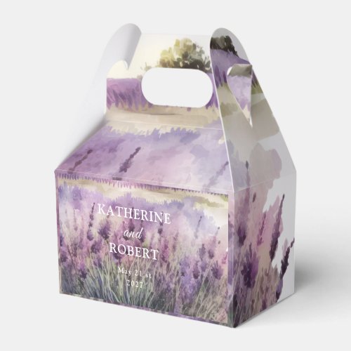 Watercolor Lavender Regal Monogram Wedding Favor Boxes