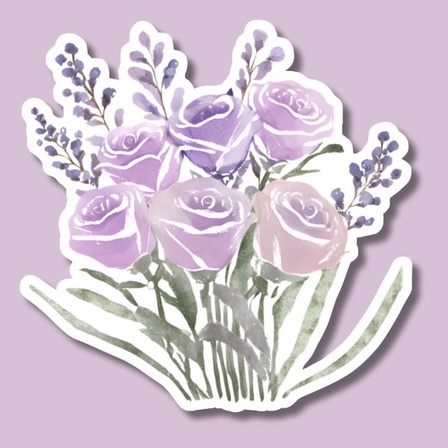 Watercolor Lavender Rose Waterproof  Sticker (Creator Uploaded)